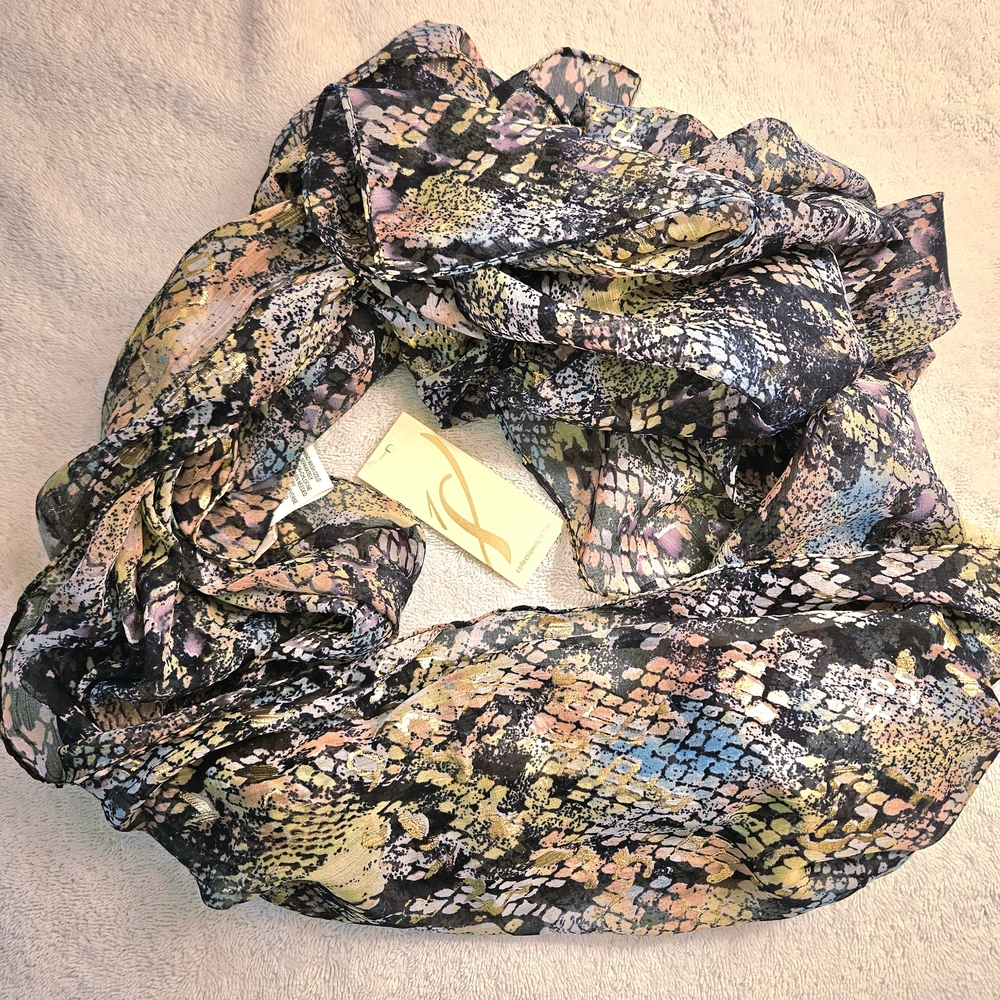 NWT Scarf Gold Metallic By Collection Eighteen Snakeskin